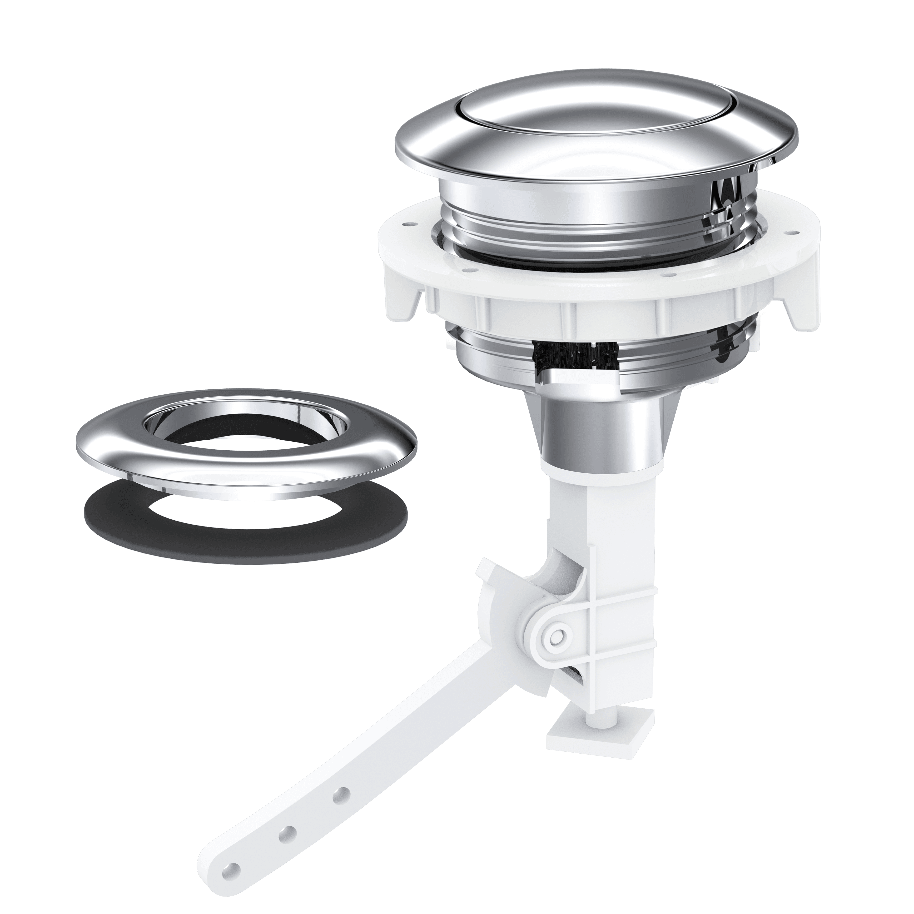BOTÃO UNIVERSAL CROMADO PARA CAIXAS ACOPLADAS ACIONAMENTO SUPERIOR 38 mm (PARA CORRENTE)