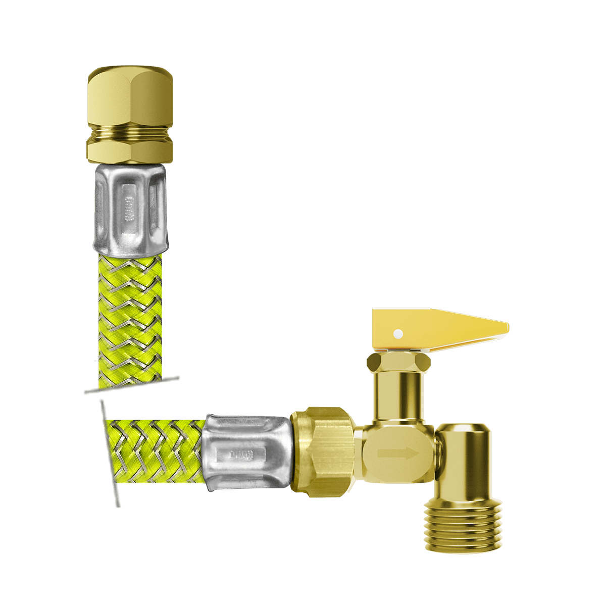 KIT DE FLEXÍVEL PARA GÁS COM CORTA-FOGO 1/2” X 3/8” ENGATE RÁPIDO - 1 m